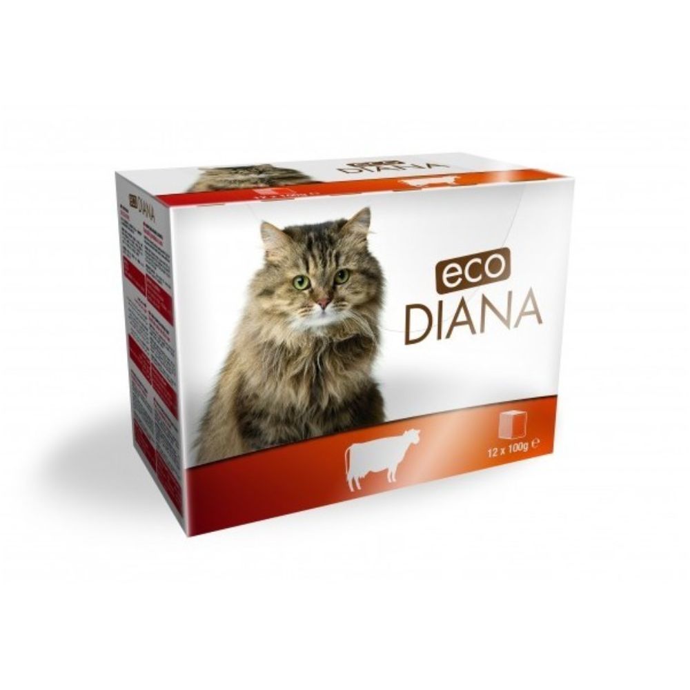 Pochons pour Chat au Bœuf Eco Diana 12x100g