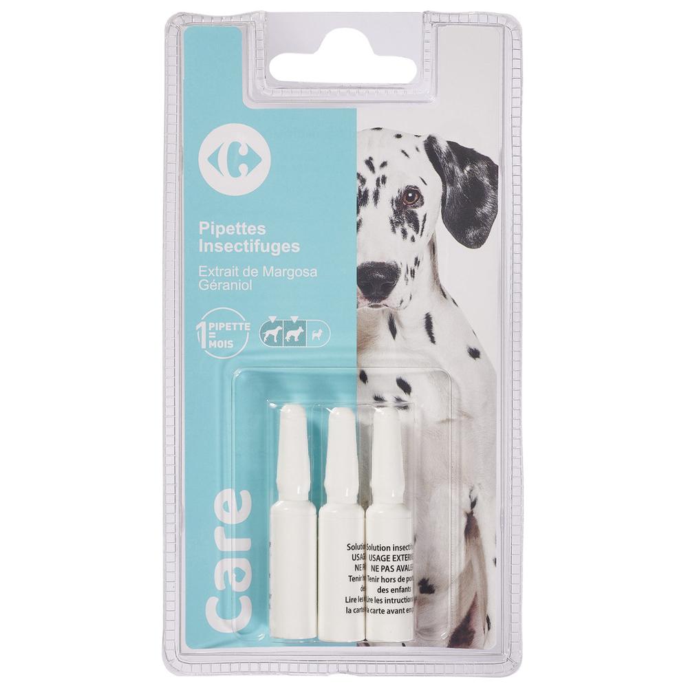 [665550] Antiparasitaire pour chien grand pipettes insectifuges Carrefour 3 unités