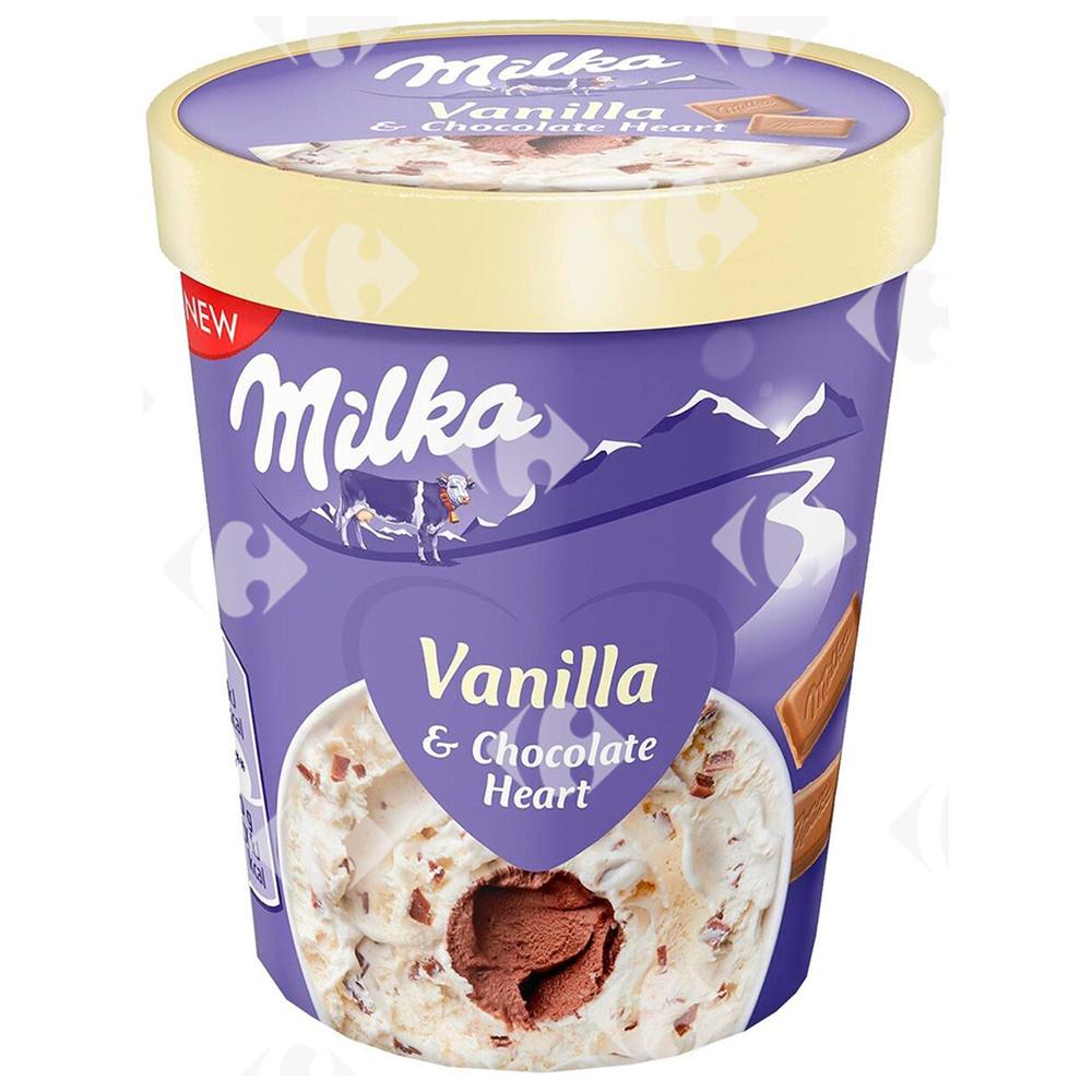 Pot Glace Vanille Chocolat Milka 480ml.