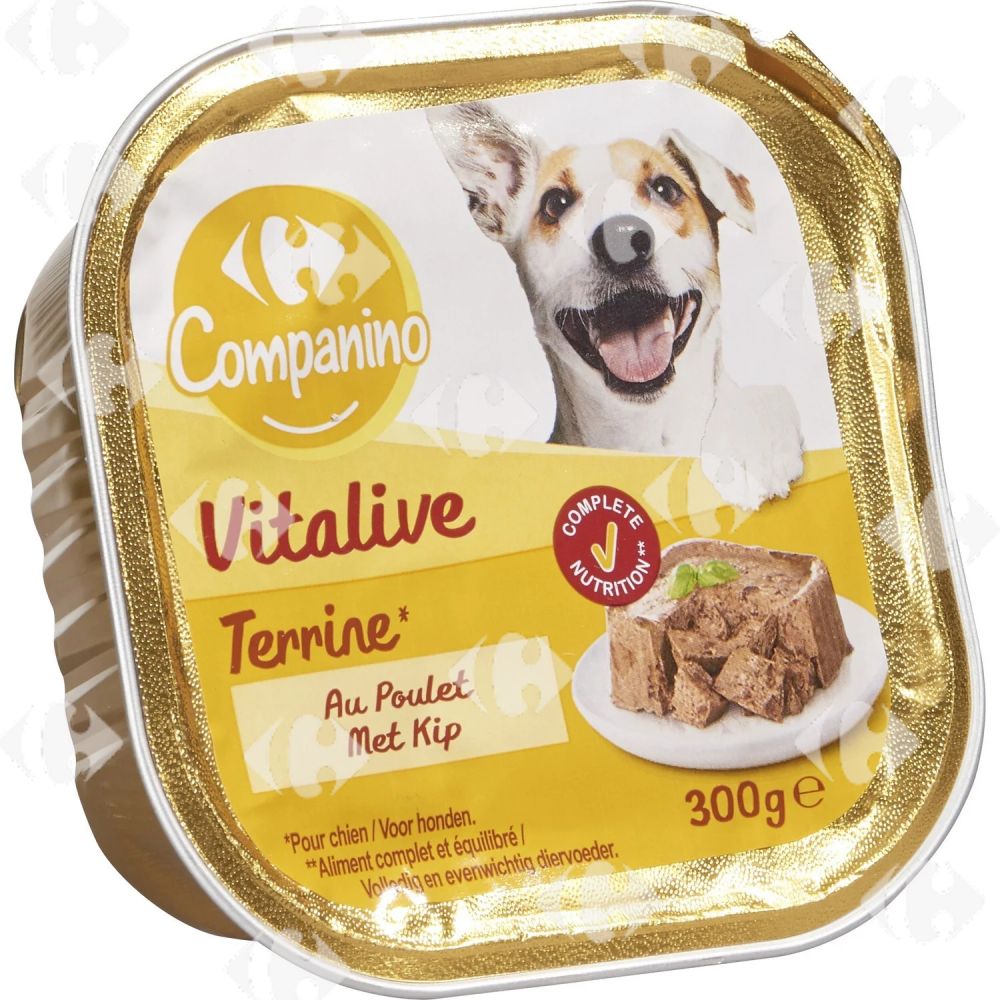 [185278] Terrine pour Chien Adulte au Poulet Carrefour Companino 300g