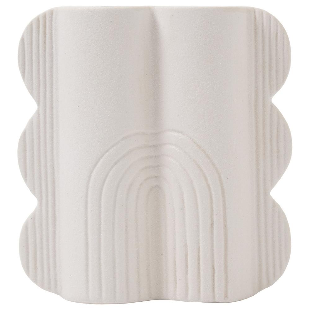 Vase en Céramique Double Blanc Bord Arche Kasa 15x16 cm