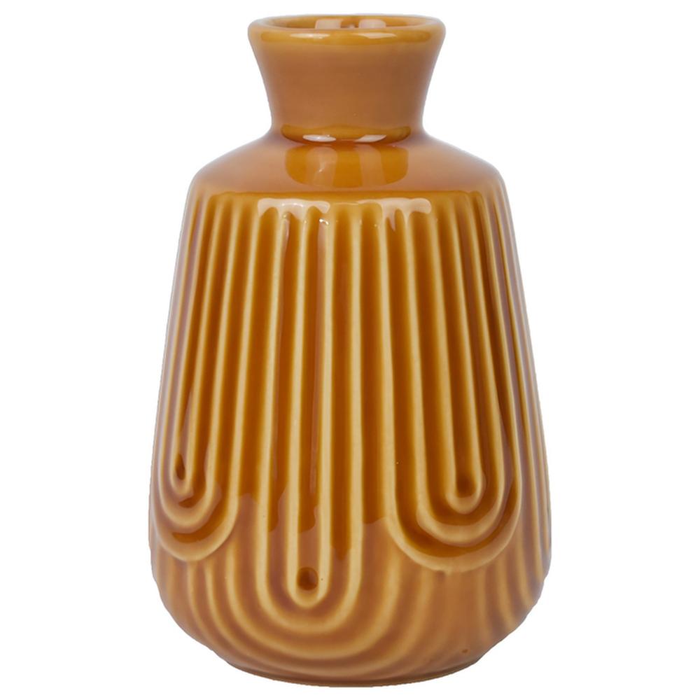 [711508] Vase Porcelaine Jaune Boho Kasa 15cm