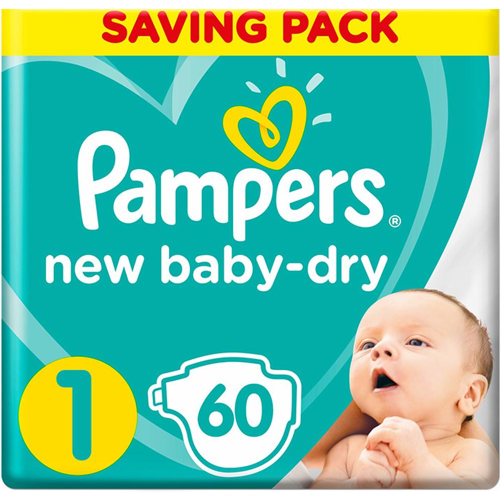 [644734] Couches Bébé Nouveau-né Baby-Dry Taille 1 (2-5Kg) Pampers 60 unités.