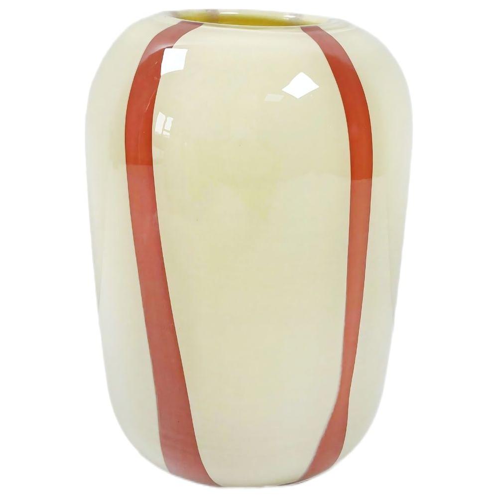 Vase en Porcelaine Long Brut à Rayures Brique 13x19cm Kasa