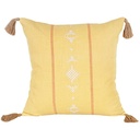 Coussin Carré Brodé Berbère Jaune Kasa 45x45cm