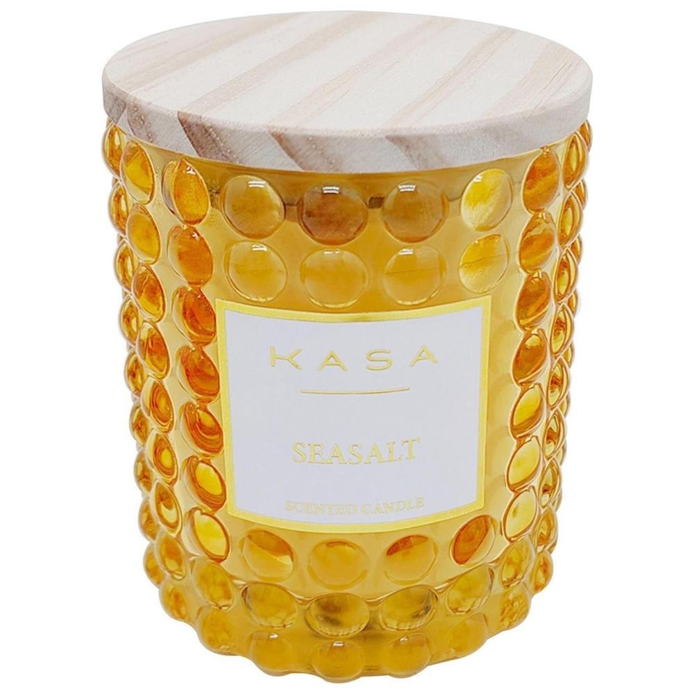 Bougie en Verre avec Couvercle Bois Jaune Seasalt Kasa 8 cm