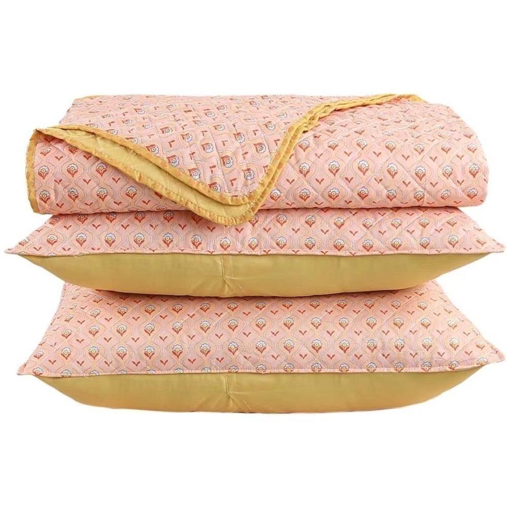 Quilt Décoratif en Rose et Jaune 240x220cm 