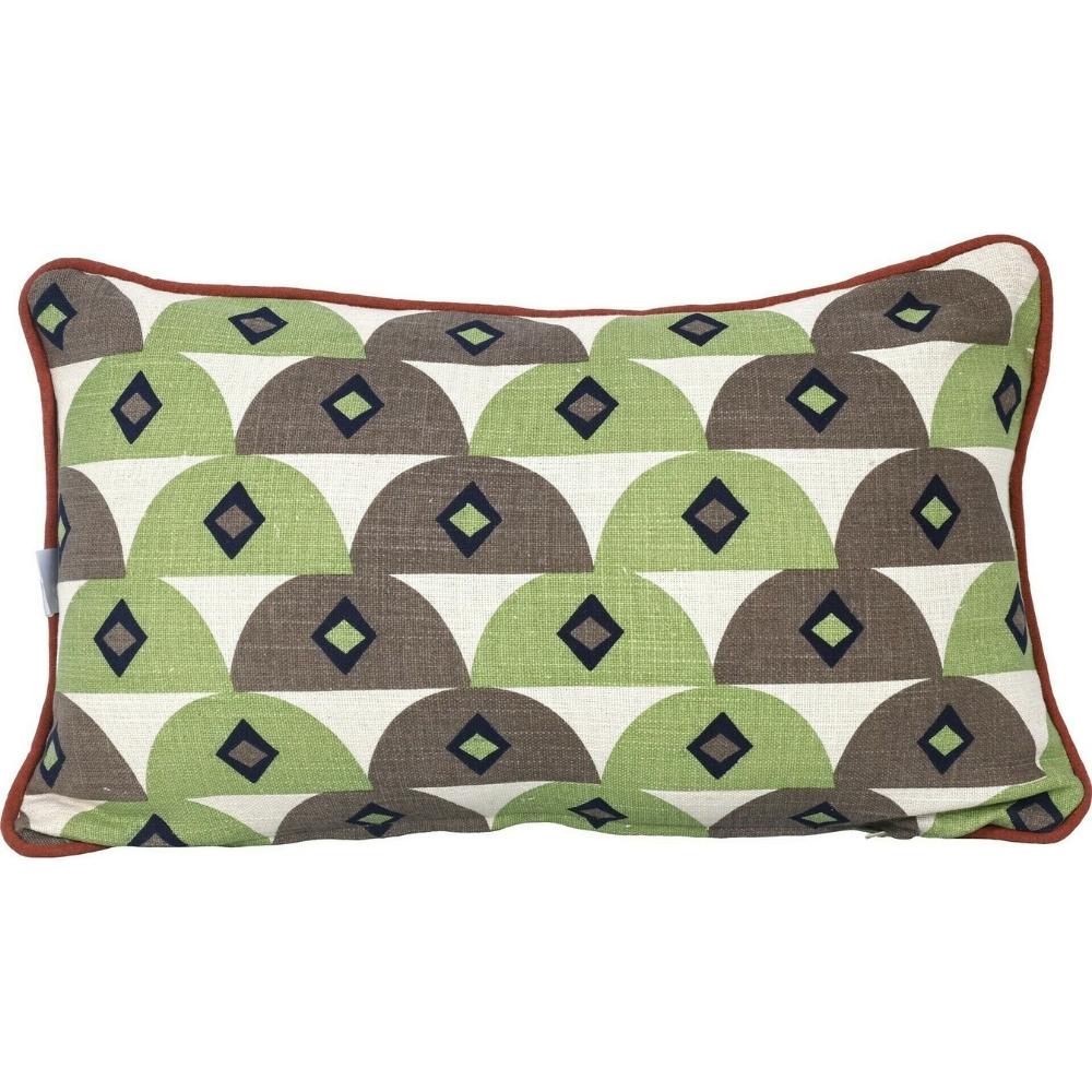 Coussin Rectangulaire Demi-Cercle Gris/Vert Kasa 30x50 cm