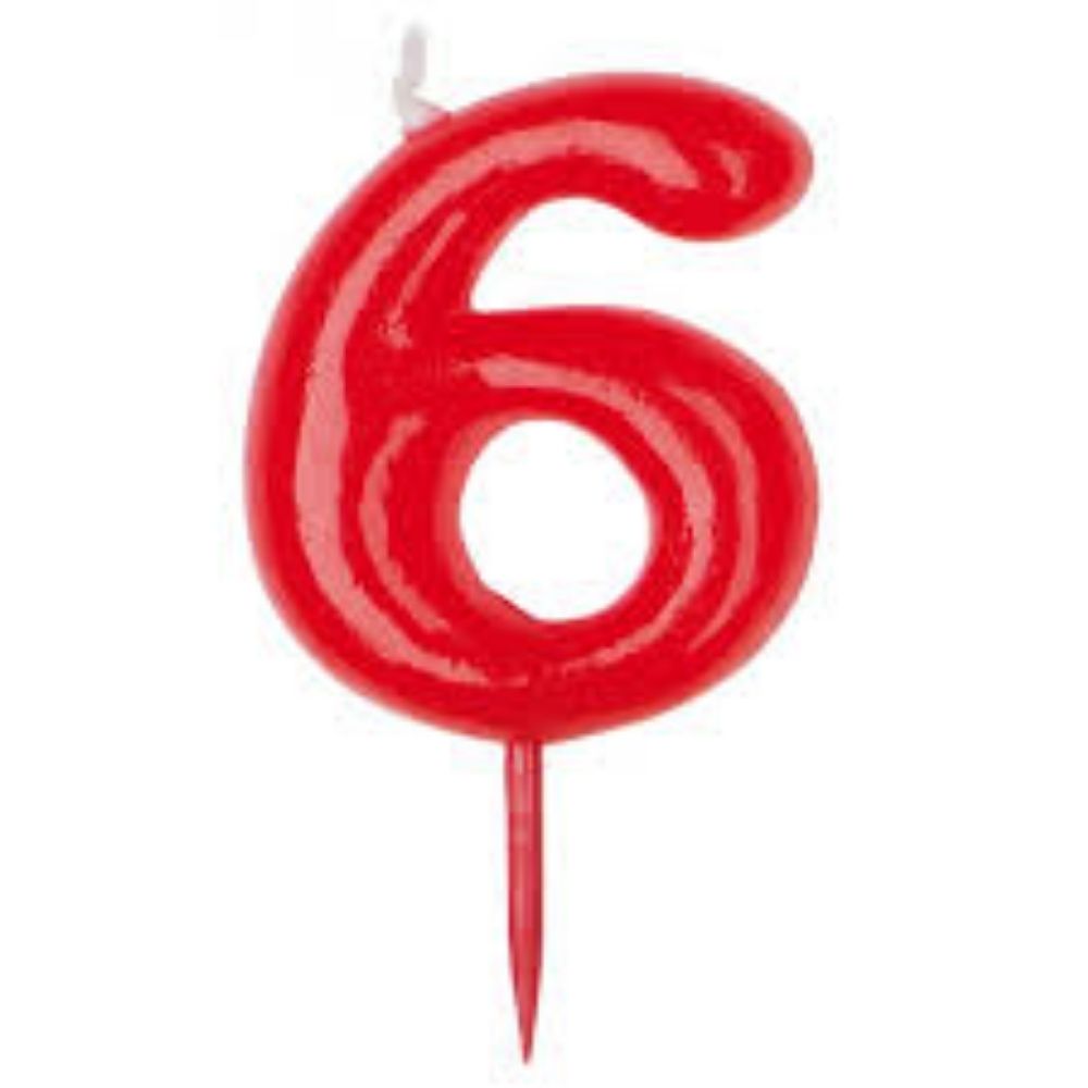 Bougie Anniversaire Rouge Numéro 6