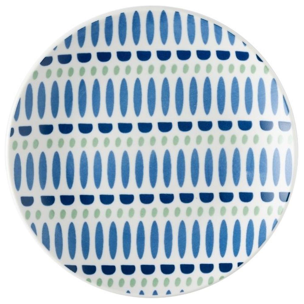 Assiette Plate en Porcelaine Ronde Rouge Bleu Kasa 16cm