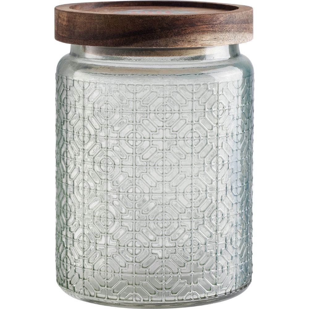 Bocal en Verre Gravé Bleu Kasa 10x14cm