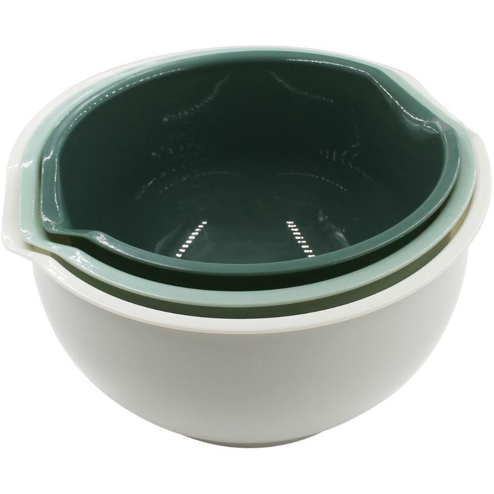 [716392] Set Bol Mélangeur Plastique Olive Kasa 1,5 - 2 - 2,5L 3 pièces