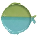 Assiette Kasa en Porcelaine Forme Poisson Vert Bleu 22cm