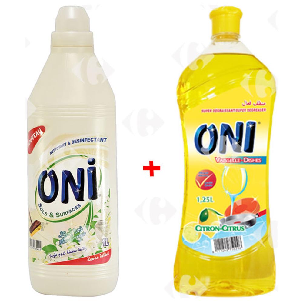 [680651] Lot Nettoyant Sol ONI 1L + Liquide Vaisselle ONI 1,25L