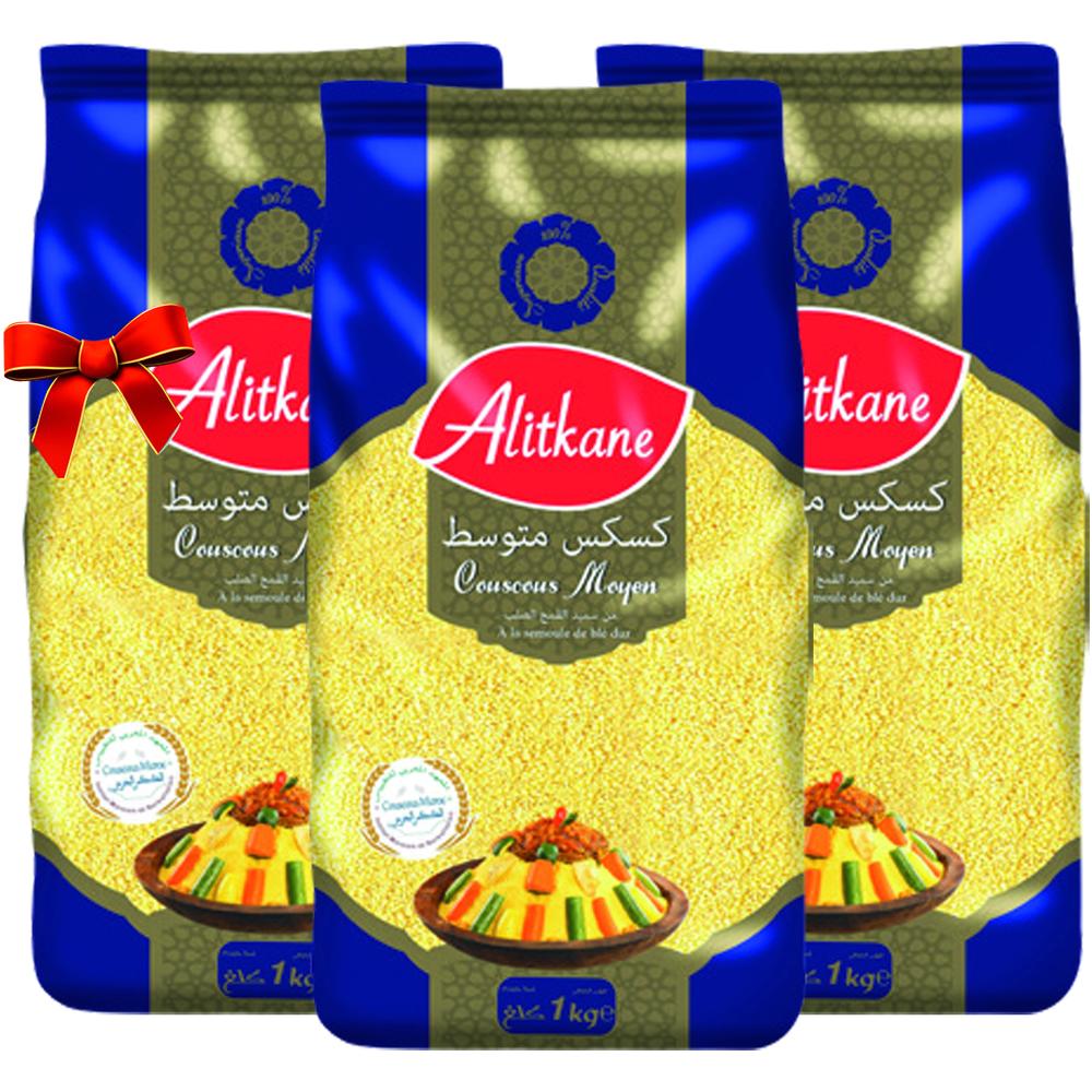 Lot de 2 Couscous Moyen Al Itkane 1kg + 1 Offert