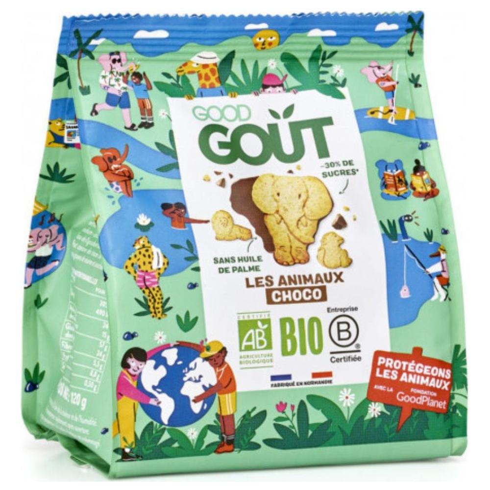 [678247] Biscuit Bio Animaux Nappé Chocolat Good Goût 120g