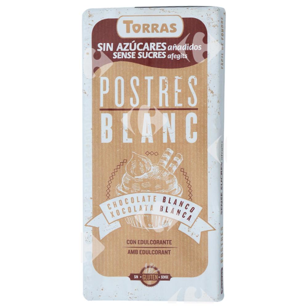 [654913] Chocolat Pâtissier Blanc sans Sucre Torras 200g.