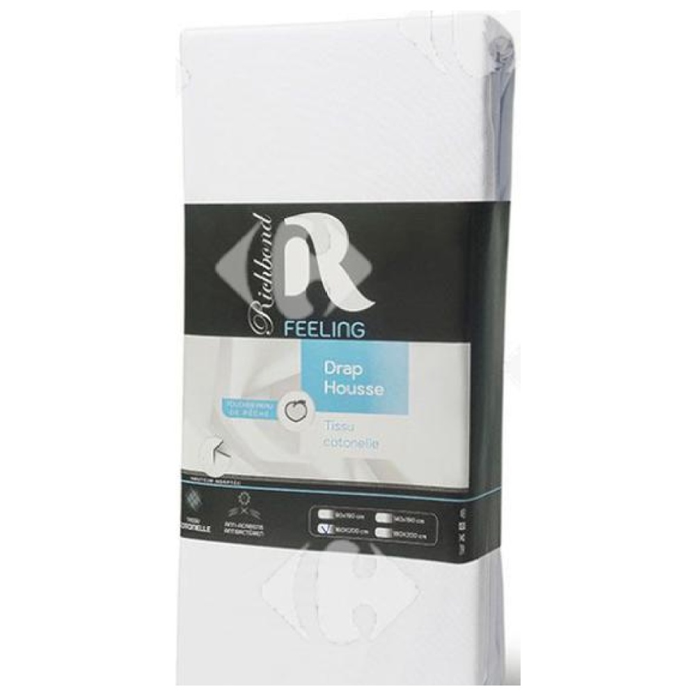 Drap Housse en Microfibre Blanc 100% Cotonelle Richbond 160x200cm