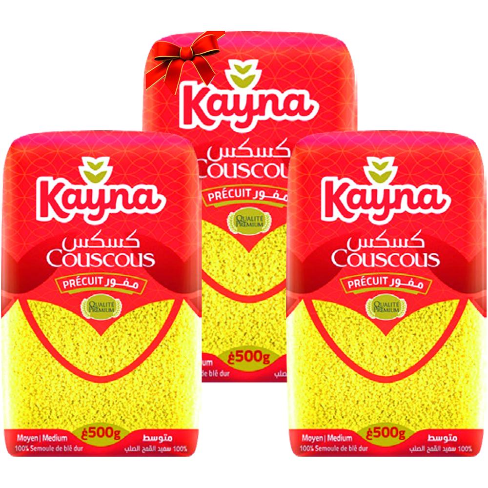 Lot Couscous Moyen Kayna 500g 2 unités + 1 Gratuit