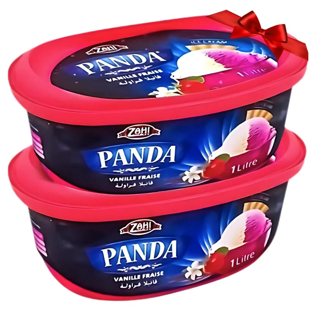 [425315] Lot Crème Glacée Vanille Fraise Panda 2 unités 1L + 1L Offerte
