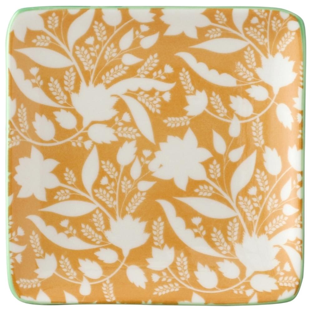 Assiette Porcelaine Carrée Mumbai Jaune Kasa 12.5cm