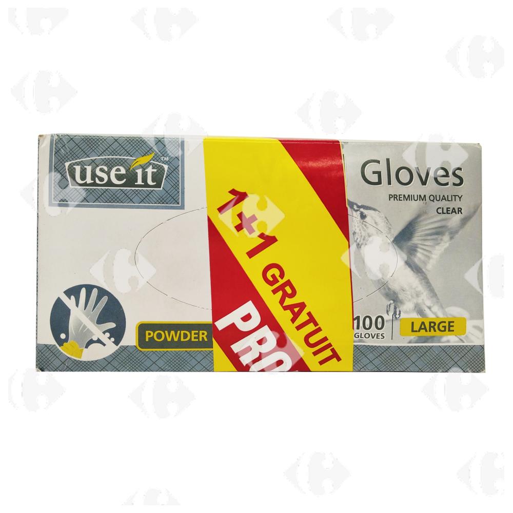 Lot de Gants Vinyle Blancs Grand Use It 100 unités + 1 Gratuit