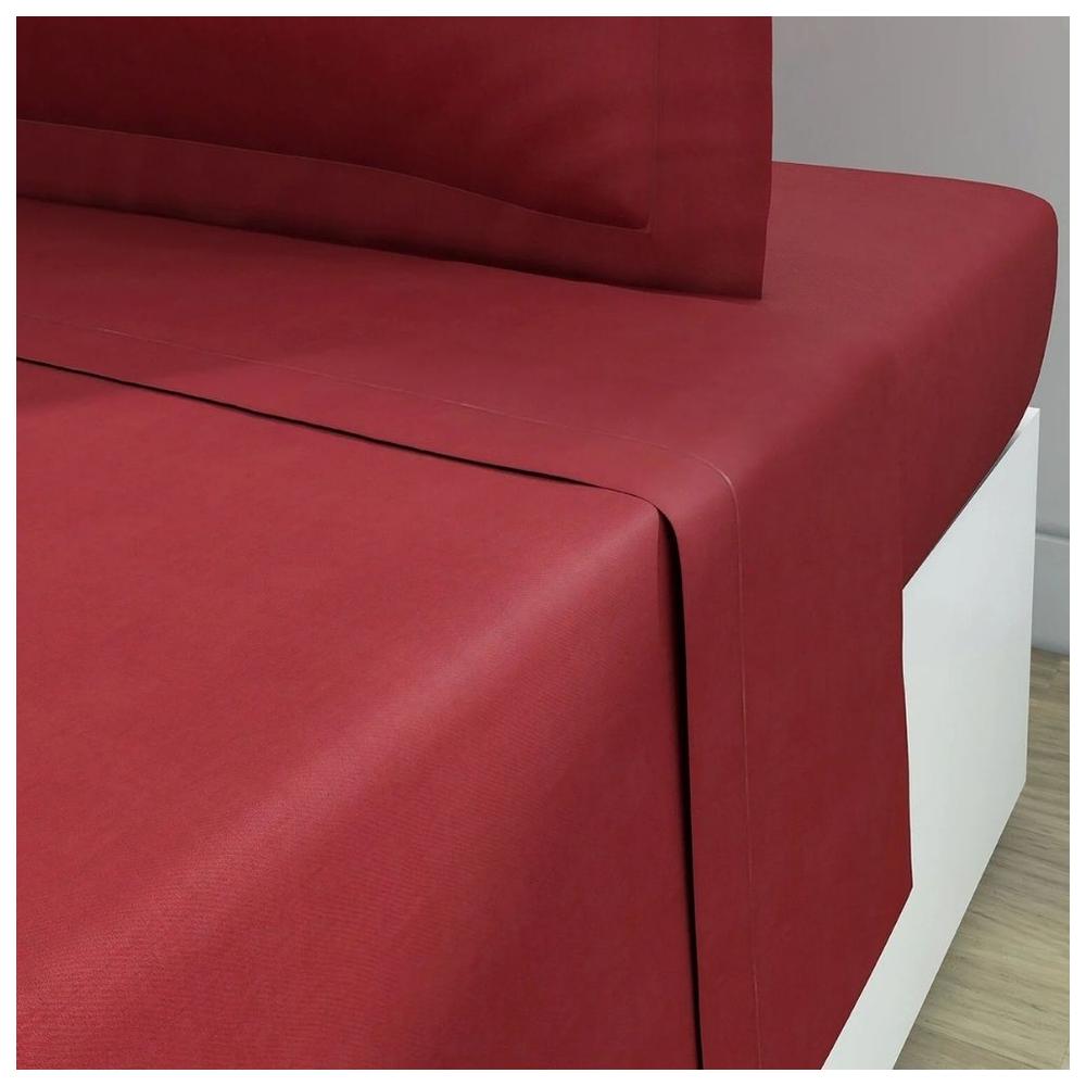 Drap Plat Framboise en Percale de Coton Bio Tex Home 240x300 cm