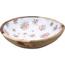 Saladier Porcelaine et Bois Blanc Fleurie Kasa 30 cm