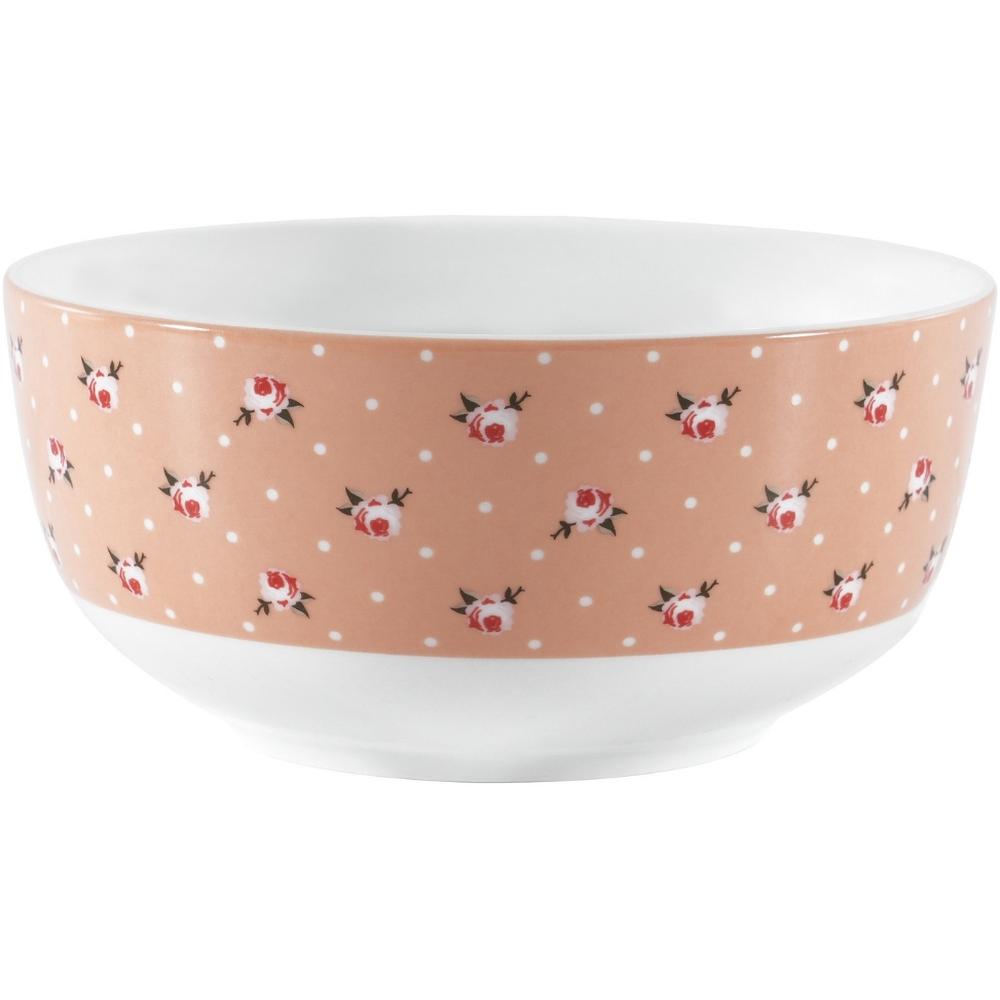 Bol en Porcelaine Rose avec Fleurs Rose Kasa 13 cm
