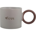 Mug Porcelaine Love Gris avec Manche Marron Kasa 37 cl