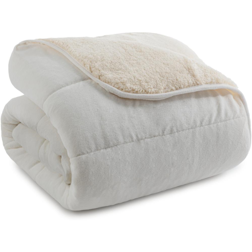 Couette en Flanelle Unie Mouton Égret 240x220cm.