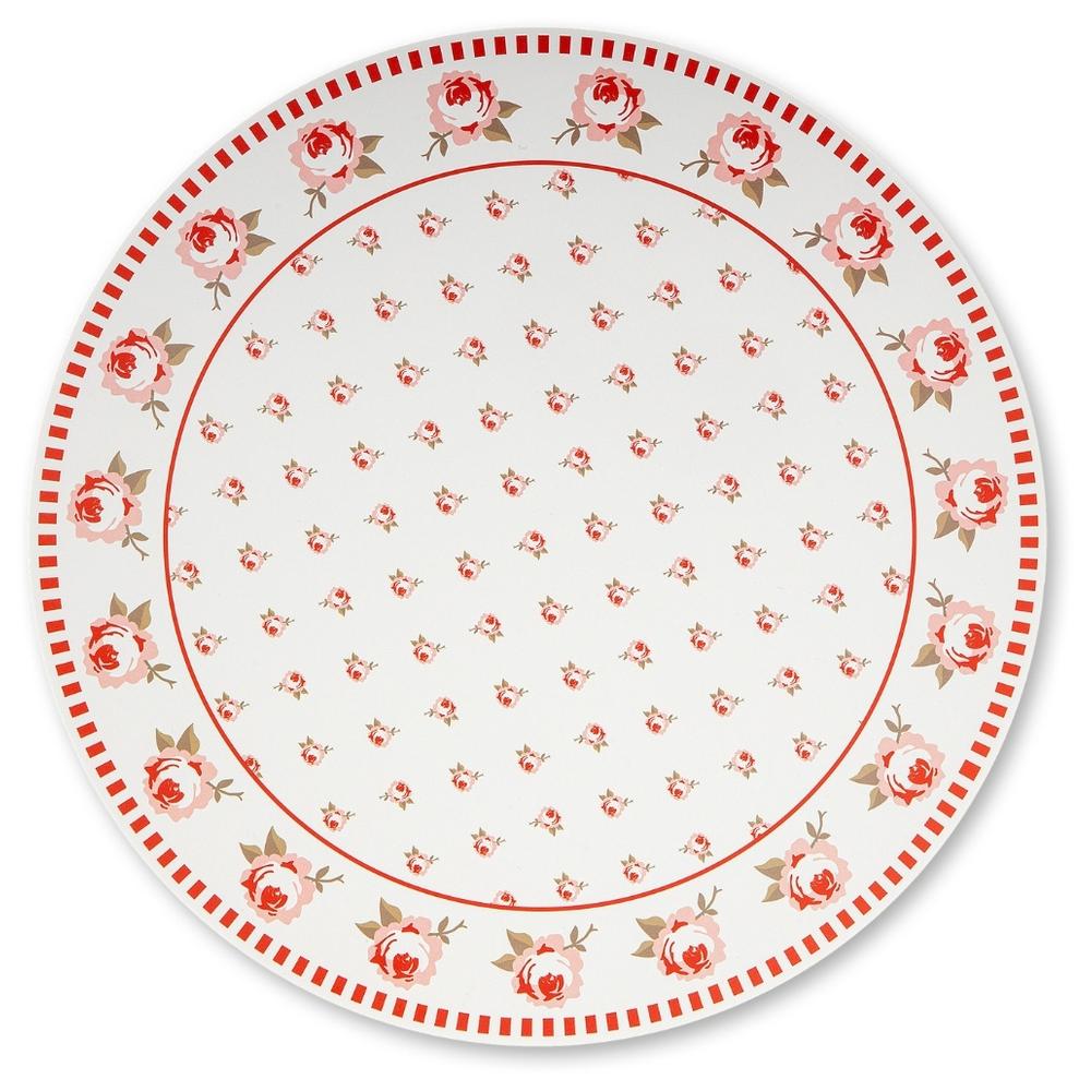 Set de Table Rond Blanc Fleurs Rouge Kasa 38 cm