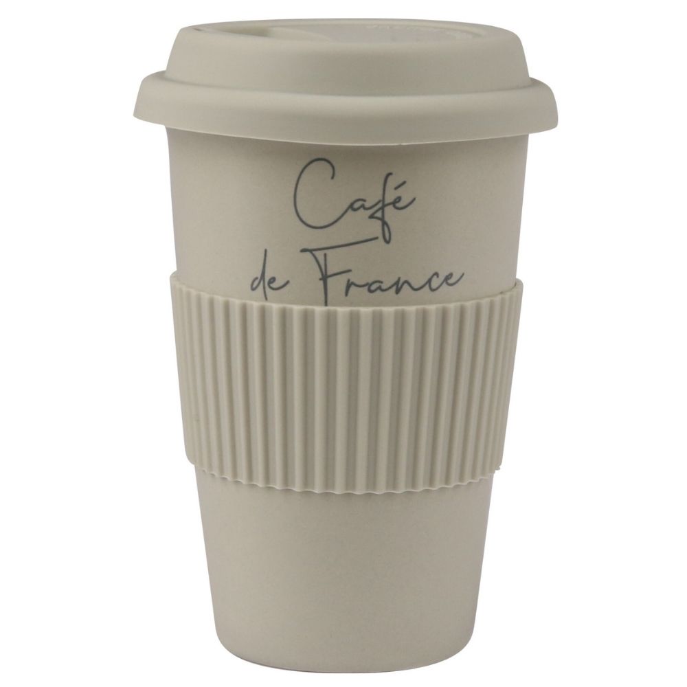 Gobelet Kasa en Porcelaine Beige avec Couvercle en Silicone 37cl