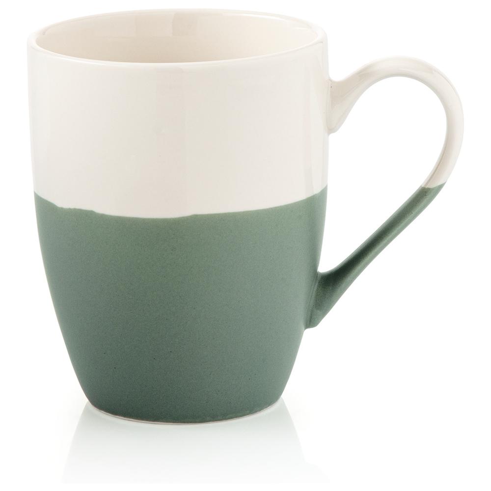 [711081] Mug en Porcelaine Duo Blanc Gris Kasa 34cl