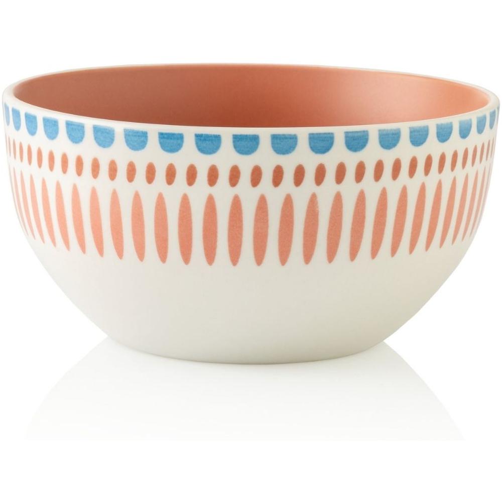 Bol en Porcelaine Caraïbes Nautic Brique et Bleu Kasa 14,5cm