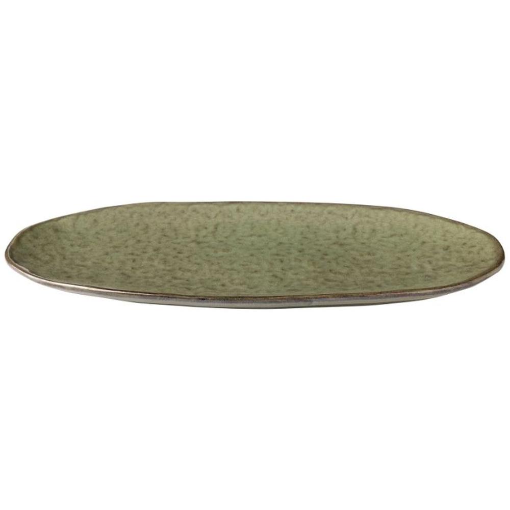 Plat à Servir en Porcelaine Ovale Vert Réactif Kasa 33cm