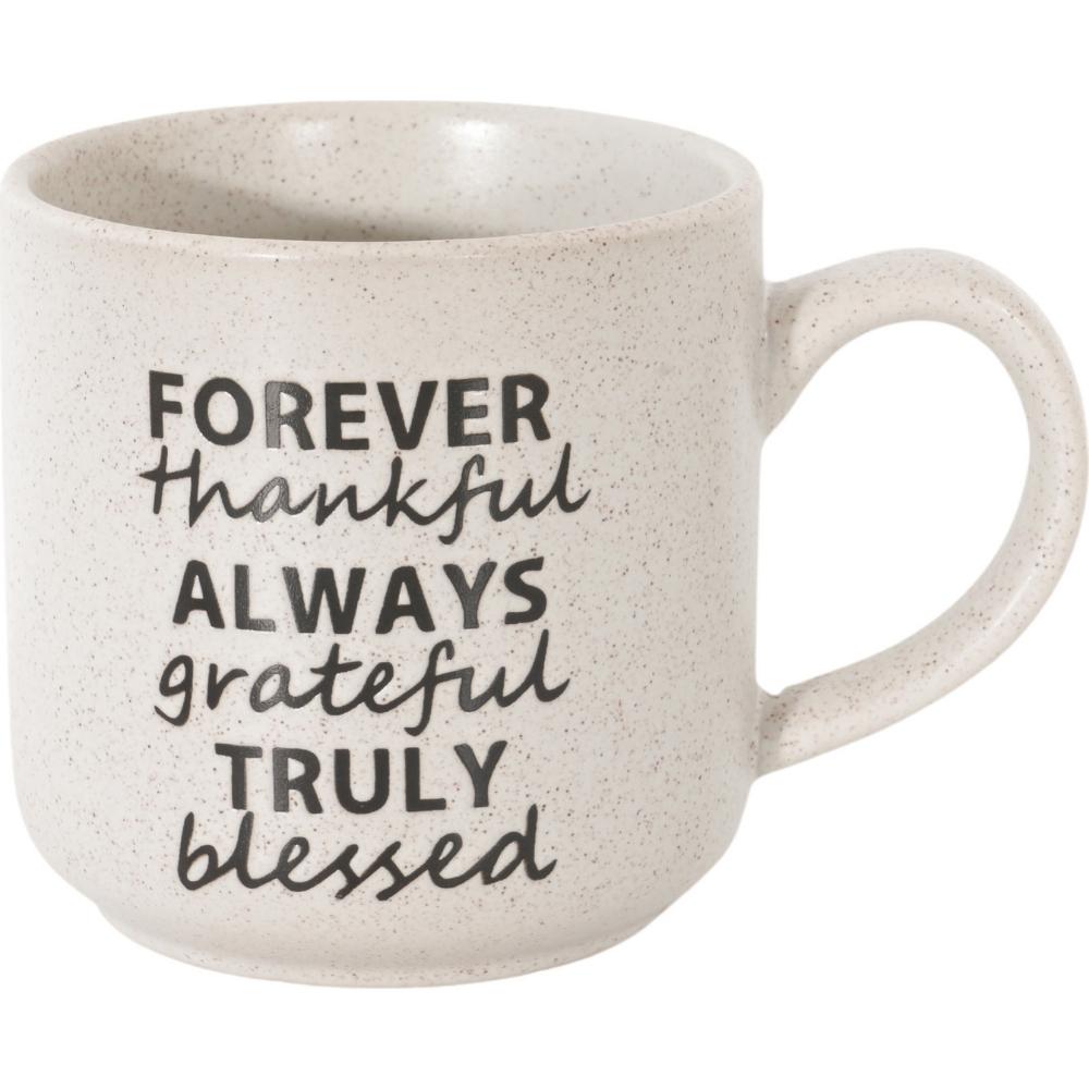 [722162] Mug Porcelaine Blanc "Forever Thankful" Kasa 47 cl