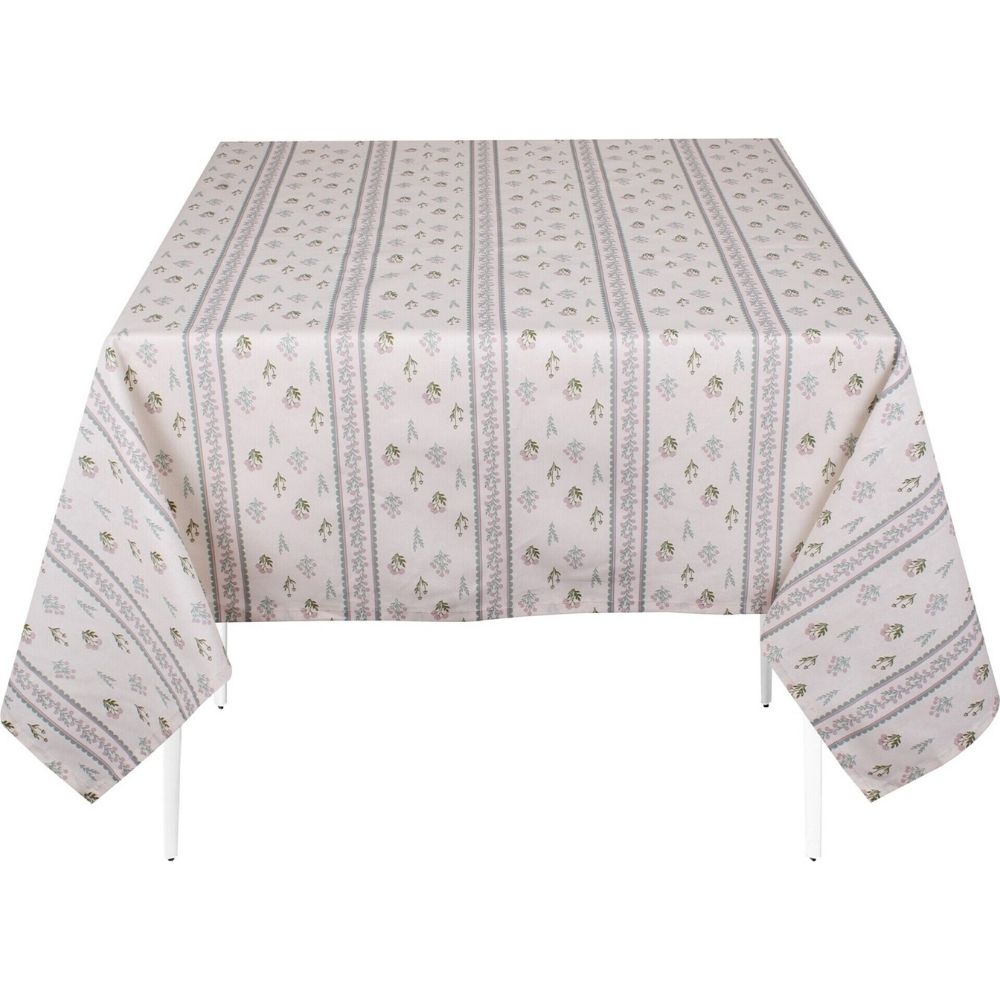 [732029] Nappe Coton Fleurs Vertes Kasa 150x200cm