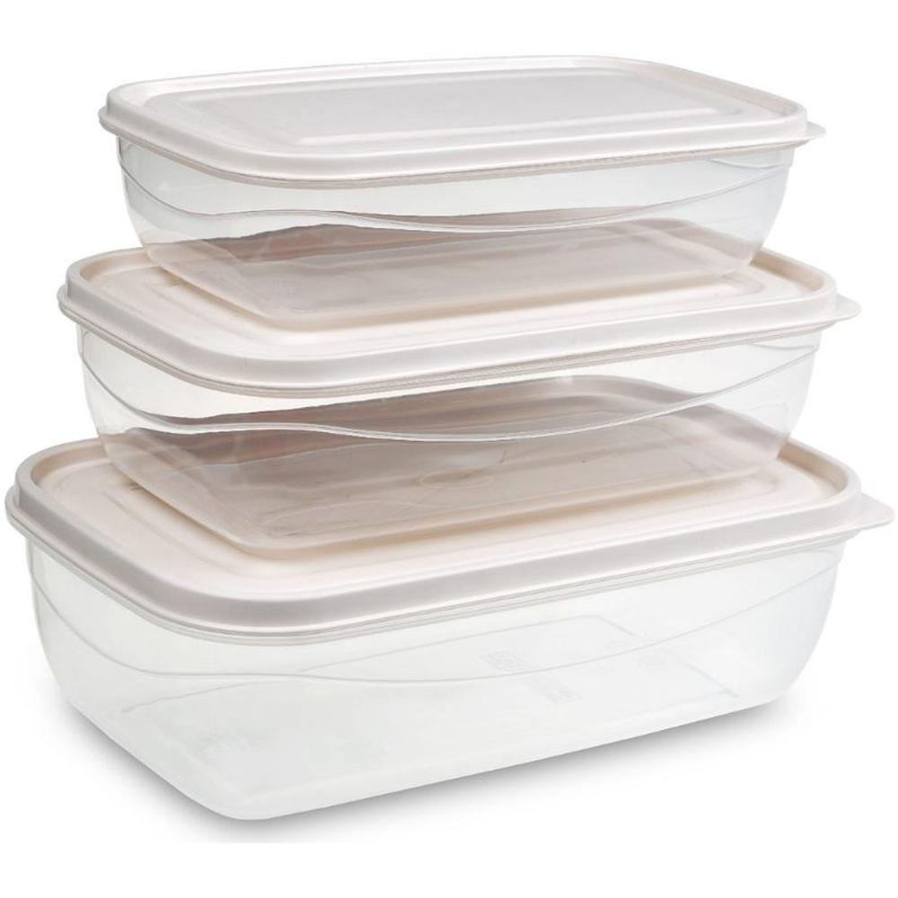 [680035] Boîtes Rectangulaire en Plastique 1,2L - 1,8L - 2,7L 3 unités