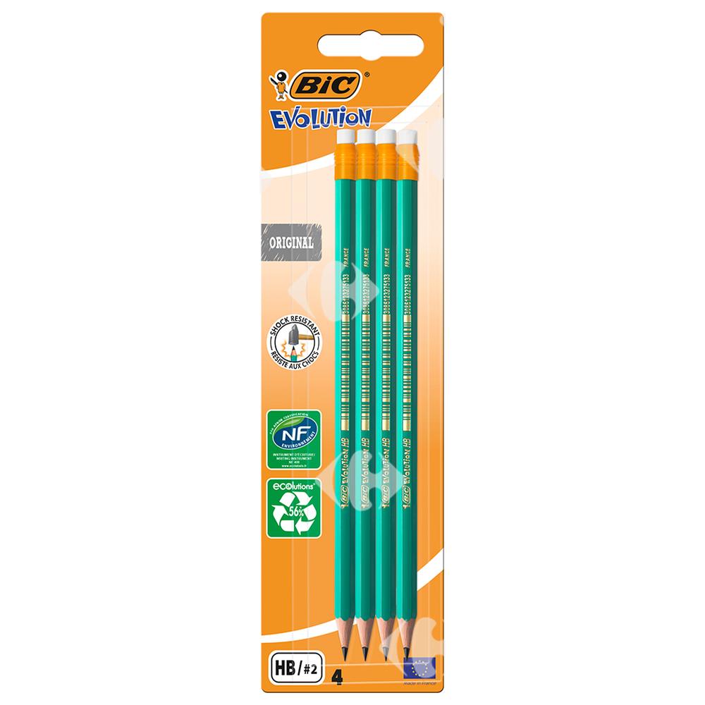 Crayon HB BIC Eco Evolution 655 HB Assortiment de 4 pièces Pack Promo
