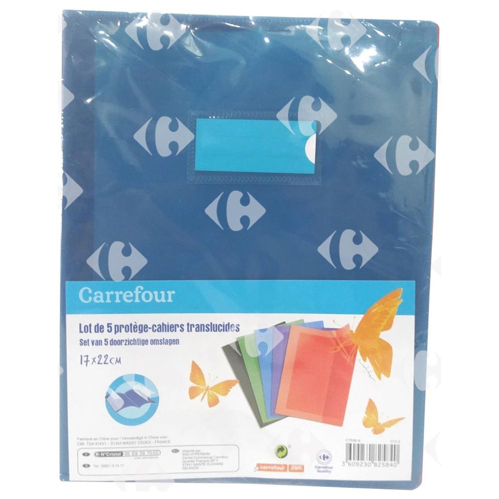 [616279] Protège-Cahier Coloris Assortis Carrefour 17x22cm 5 unités