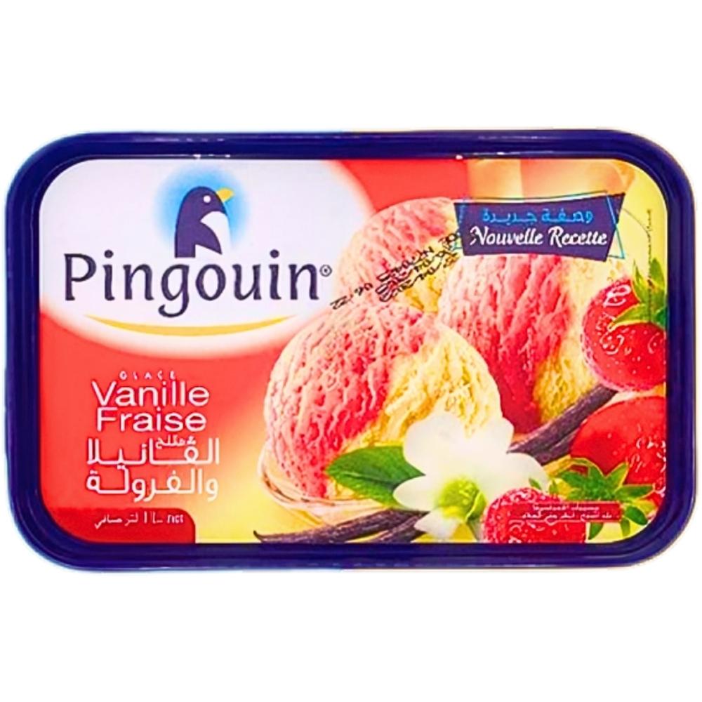 [21950] Crème Glacée Vanille Fraise en Bac Pingouin 1L.