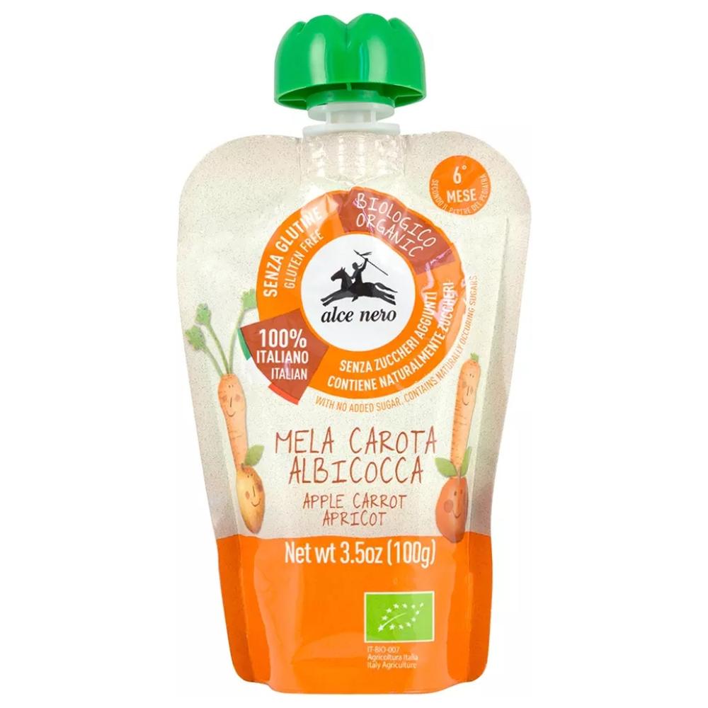 [713640] Gourde Purée Pomme Carotte Bio Alce Nero 100g.
