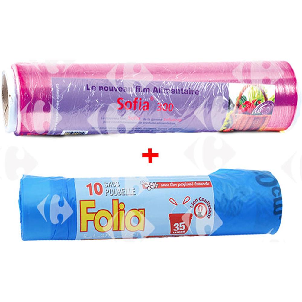 [684291] Lot Film Alimentaire Folia 300m + sacs Poubelle 30L Gratuits
