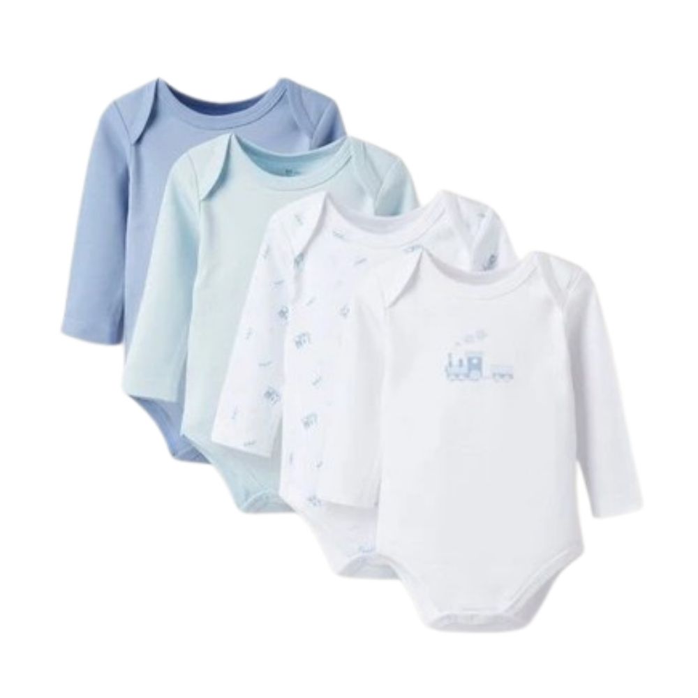 [729089] Lot 4 Bodies Manches Longues Bébé Océan