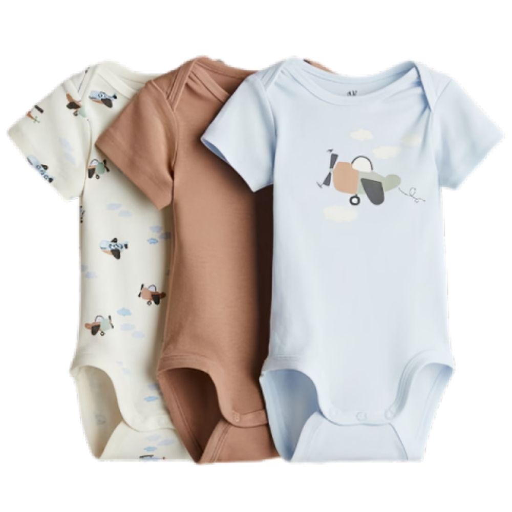 Lot 3 Bodies Manche Courte Bébé Poudrés