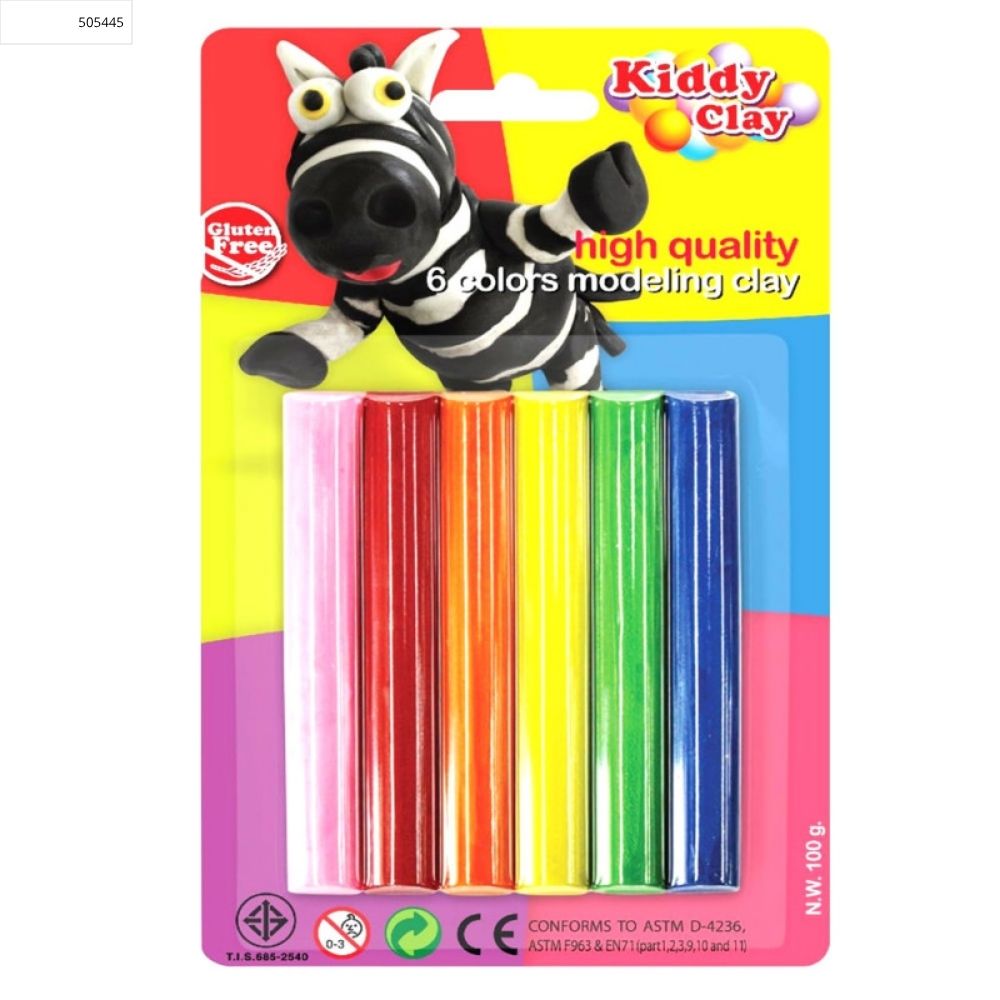 Paquet de 6 Pâte à Modeler Kiddy Clay 100g