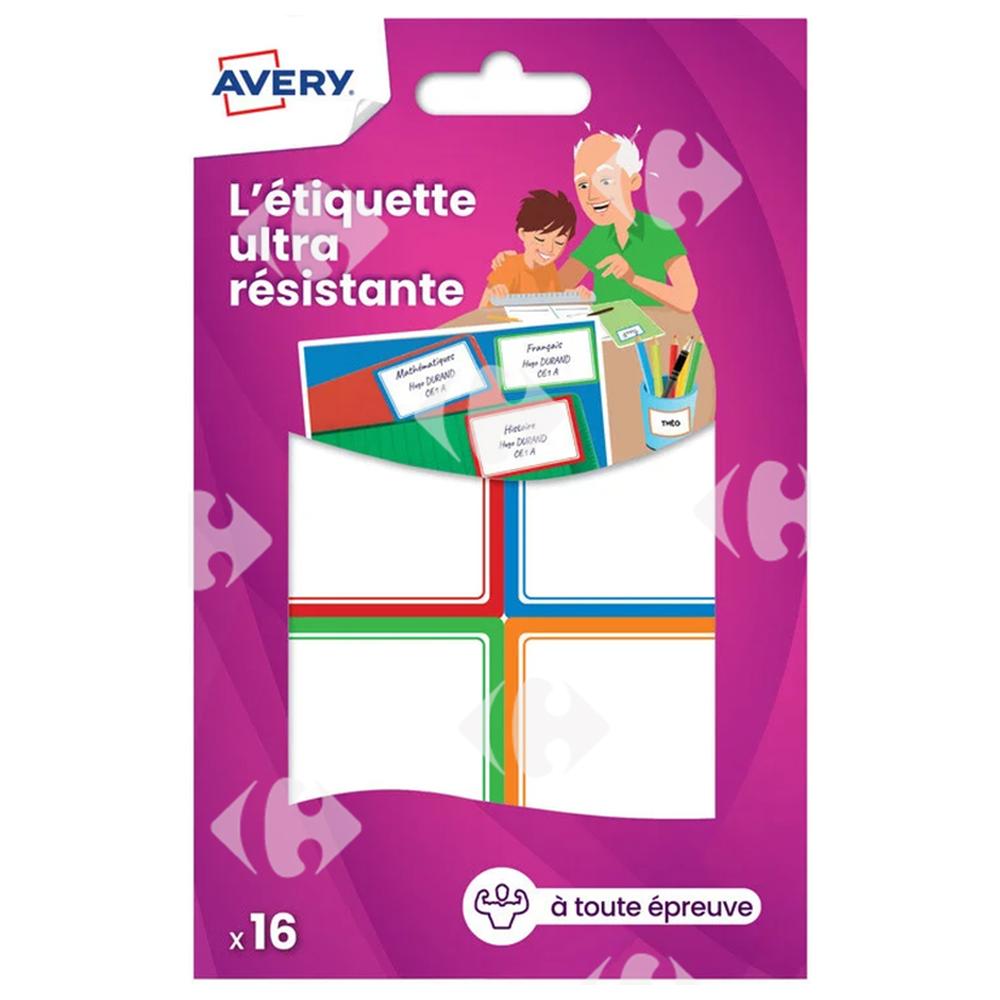 Étiquette Plastifiée tout Usage Avery 44x64mm 16 unités