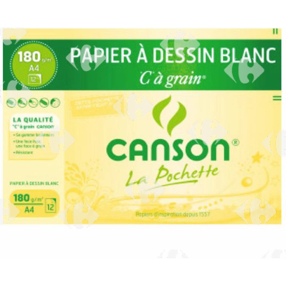 [70764] Pochette à dessins - A4 "C" à grain Canson 12 Feuilles blanches 180g