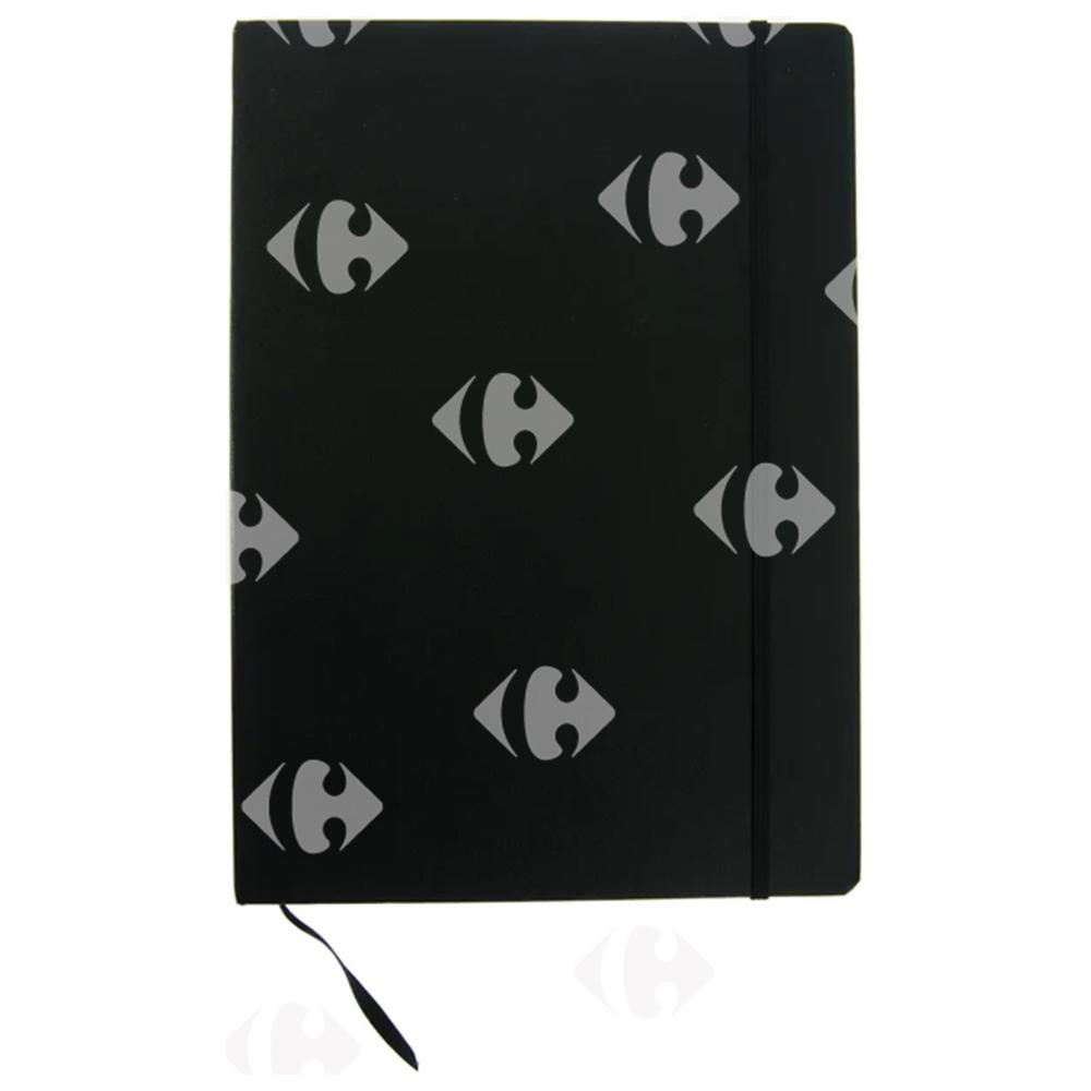 [700123] Carnet Ligné Couverture Rigide Élastique Noir Note A5 96 feuilles 80g
